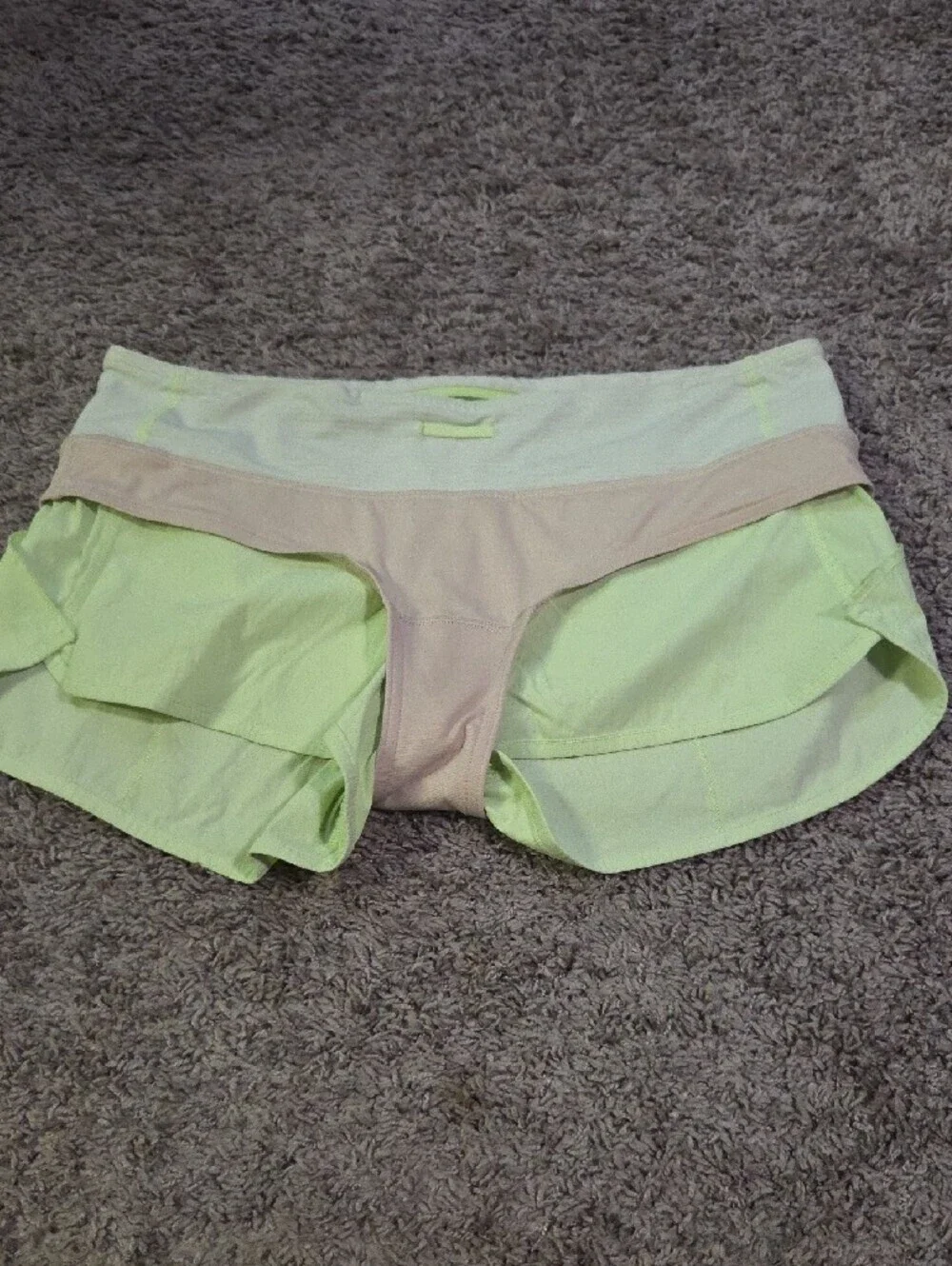 lululemon athletica Lime Green Layered Hem Athletic Shorts